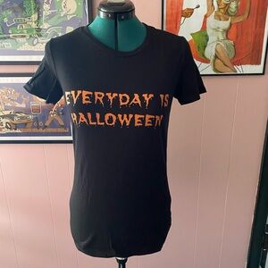 Ladies Large  Black Everyday is Halloween Tee